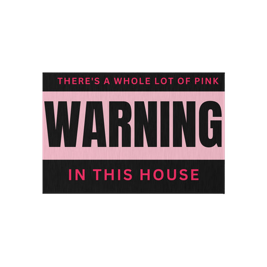 Pink Warning Outdoor Rug