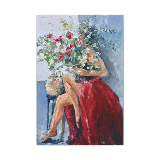 Self-Love Era Matte Canvas — Woman with Red Roses